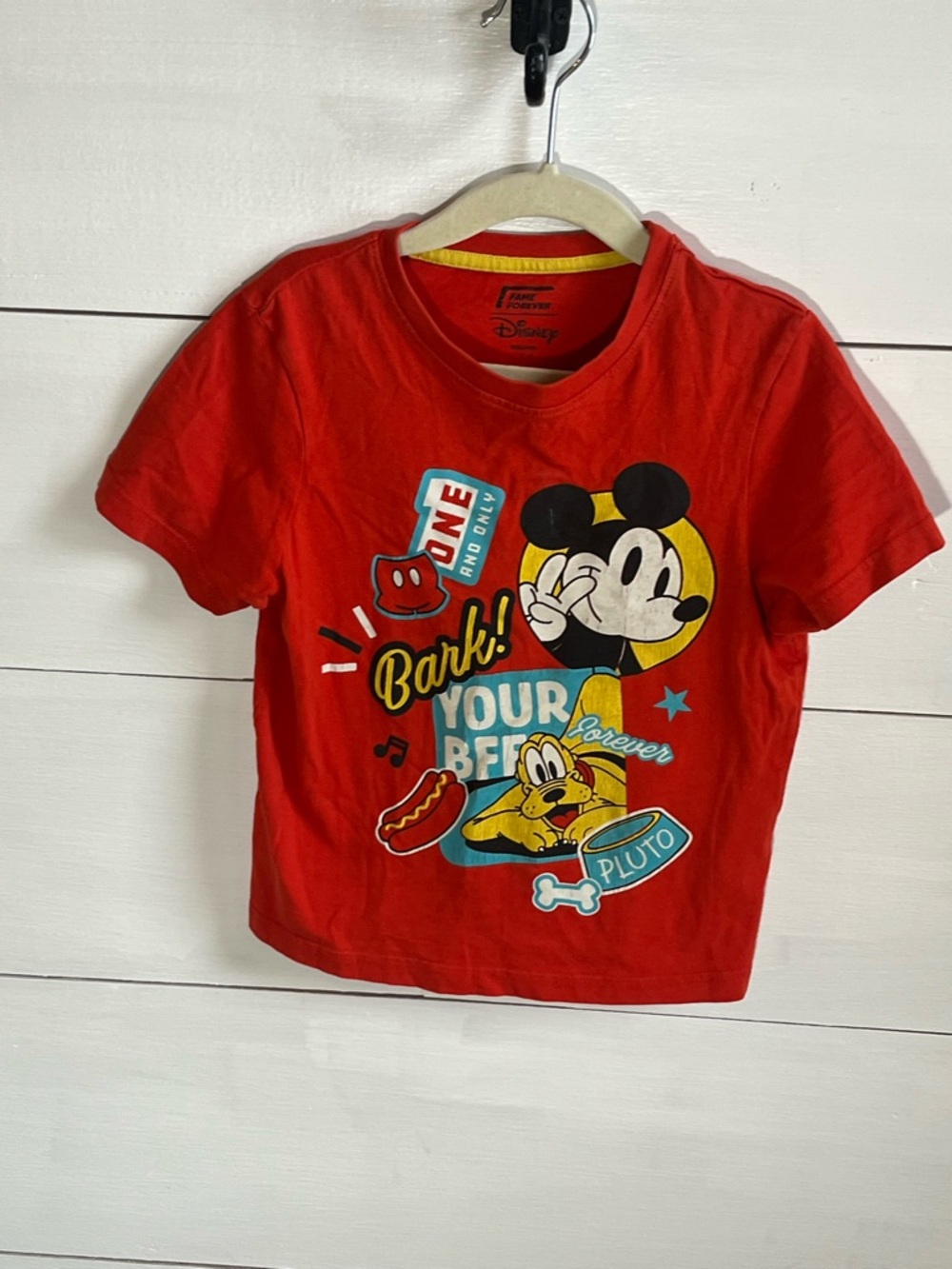 Vintage Disney Mickey & Pluto Red Kids Graphic Tee
